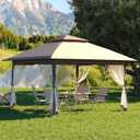 Garvee 13x13FT Pop Up Gazebo, Canopy Tent with Mosquito Netting, Outdoor Patio Gazebo, Backyard Tent for Party, Wedding, Outdoor Dining (Khaki)
