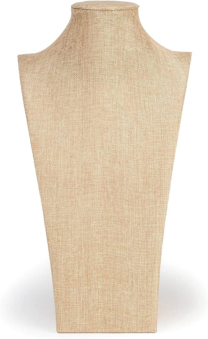 Elsie & Zoey Dark Linen Necklace Jewelry Display Bust Form for Women (16")