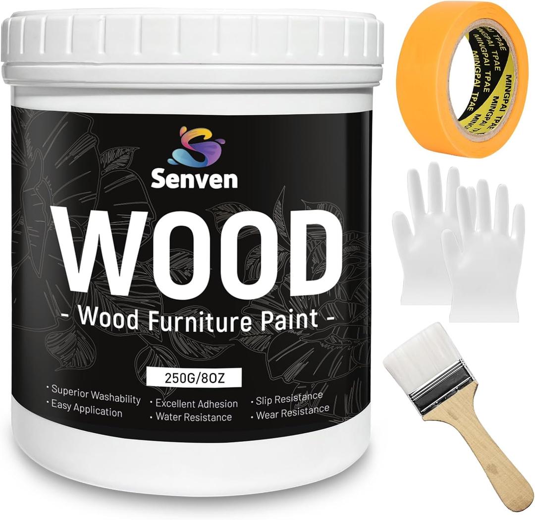 Matte Finish Furniture Black Paints 8 Oz Wood Paint for Cabinets, Doors, Tables, and Dressers Acrylic Paint, Black Enamel Refinishing Low Odor, Non-Toxic (8 Fl Oz (Pack of 1))