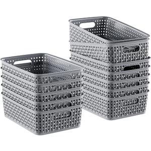 11 Pack Plastic Storage Baskets, Small Baskets for Organizing, Plastic Storage Bins Wicker Pantry Organizer Bins Household Toys for Laundry Room, Bedrooms, Kitchens, Cabinets, Countertops