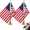 Anley US National Car Flag & Flagpole with Air Suction Mount - Outdoor Suction Cup Style Flag Pole for Car, Truck, Boat and Vehicle with American Flag (Set of 2)