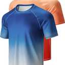 2-Pack Swim Shirts for Men UPF 50+ Loose Fit Rash Guard, Quick Dry UV Sun Protection Short Sleeve Shirt (Orange, XXXL)