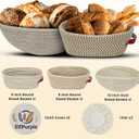 3pcs 9 inch Banneton Basket Set of Banneton Bread Proofing Basket - 9 inch Banneton Basket Set of Handmade hemp rope Baskets Lining and Lid