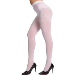 Indestructible Tights for Women, Rip Resistant Durability Tummy Control Top Pantyhose 40D Semi Sheer High Waist (Large, White)