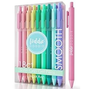 Loddie Doddie Retractable Colored Gel Pens - 18-Pack, 0.7 mm, Coastal Satin - Smooth-Glide Pens for Journaling - Precision Fine Tip Markers - Vibrant Pastel Color Markers for Bullet Journal Supplies