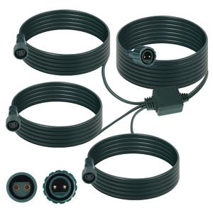 Kanayu 2 Pin Splitter Connector for Christmas Lights 72-Inch Extension Cords for String Lights Inflatable Decorations Green Outdoor Extension Cable Waterproof Splitter Cords (1 to 3)
