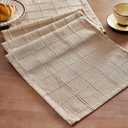 ZeeMart Linen Checked Table Runner, 13x108 Inches Taupe, Textured Woven Farmhouse Table Runners 108 Inches Long, Grey Brown Plaid Dresser Scarf for Kitchen Dining Holiday Everyday Decor