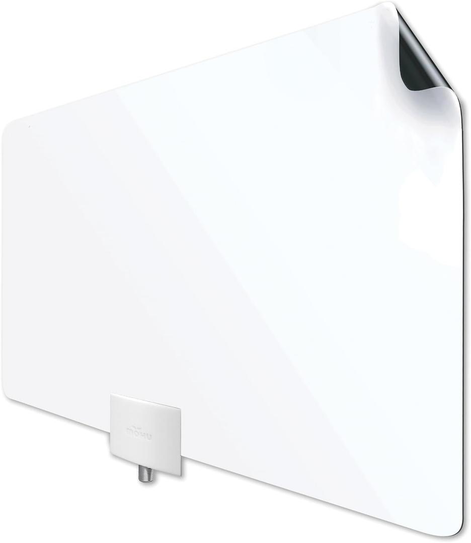 Mohu Leaf Plus Amplified Indoor TV Antenna, 60-Mile Range, UHF/VHF Multi-Directional, Original Paper-Thin Design, 16 ft. Coaxial Cable, 15dB Preamplified, Reversible, Paintable, 4K-Ready, MH-110029