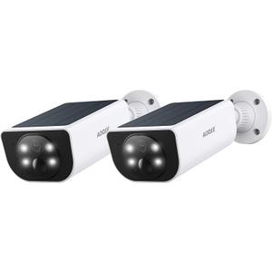 Security Cameras Wireless Outdoor-2.4Ghz WiFi Home Security Cameras with built-in Solar Panel, 2K Color Night Vision, Cloud Storage (optional), PIR Detection, Waterproof, Works with Alexa, S1 2P