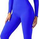 Speerise Women Bodysuit Rompers Long Sleeve Jumpsuits Leotards One Piece Tummy Control Yoga Workout Outfits (Small)