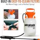 Petratools 1 Gallon Pump Sprayer HD101 Garden Sprayer for Weeds, Lawn Care & Pesticides 52 Long Hose, 2 Nozzles & Easy Carry Handle Durable & Lightweight