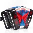 Horse Kids Accordion, 10 Keys Button Control Kid Accordions Musical Instruments for Child Children Toddlers Beginners Accordian Lightweight 7 key 3 Bass Mini Acorden Toy Acordeones Para Mios Black