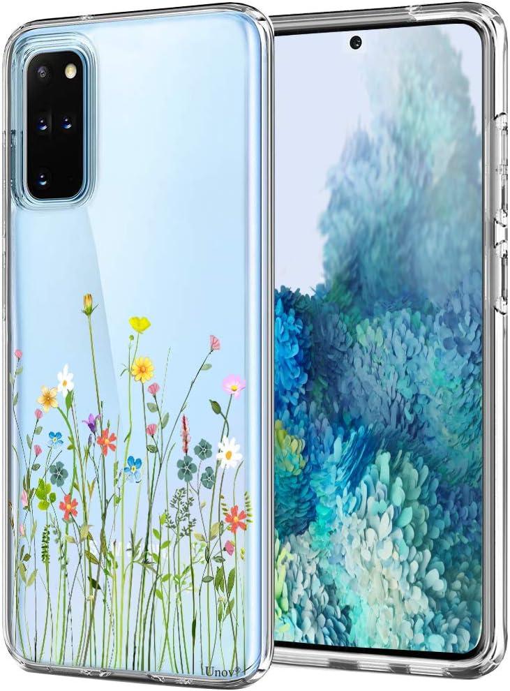 Unov Case Compatible with Galaxy S20 Plus Case Clear with Design Soft TPU Shock Absorption Slim Embossed Floral Pattern Protective Back Cover (Flower Bouquet)