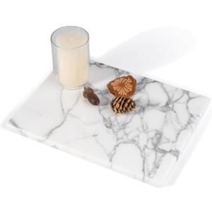 Natural Marble Board for Kitchen - 10" x 8" Stone Slab, Marble Cheese Pastry Board for Counter, Bathroom Trays, Serving Tray Jewelry Candle Plate (Arabescato)