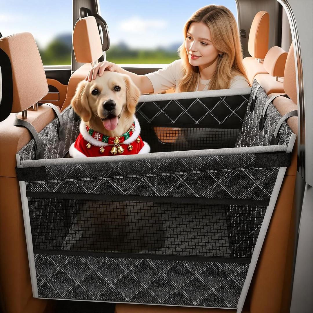 Doglike Dog Car Seat with Removable Cushion for Large Medium Dogs - 7-Layer Waterproof Hard Bottom Back Seat Extender, Spacious Pet Car Seat for SUV/Truck/Home, 2025 Upgraded