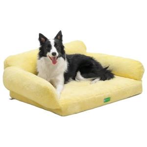 MEWOOFUN 34.6" Orthopedic Dog Bed Sofa for Small Medium Dogs, Egg- Foam Dog Couch with Removable Washable Cover and Non-Slip Bottom (Large, Yellow)