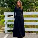 ZESICA Women's Long Sleeve Fall Maxi Dress 2026 Crewneck Knit Casual Slim Swing Pleated Dresses with Pockets (Black, M)
