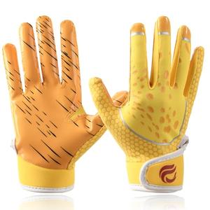 Goporoy Youth Football Gloves for Kids Excellent Grip Football Receiver Gloves, Light Yellow Youth XS/S