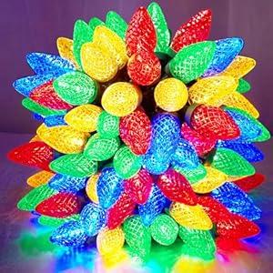 Dirnun C9 Led Christmas Lights Outdoor Christmas Decorations Commerical Grade 50Led 33ft Christmas Tree Lights Set for Indoor Outdoor Wedding, Holiday, Party, Home Decorations