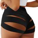 BZB Women's Cut Out Yoga Shorts Scrunch Booty Hot Pants High Waist Gym Workout Active Butt Lifting Sports Leggings (Medium, Black)