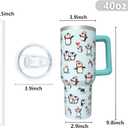 40 oz Tumbler With Handle and Straw, Stainless Steel Insulated Penguin Tumbler, Reusable Coffee Mug With Leak Proof Lid, Gifts for Women (Blue)