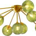 10-Light Gold Sputnik Chandelier, Mid Century Modern Ceiling Light, 31 inches x 11 inches x 11 inches