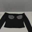 Forever 21 Womens Rhinestone Off-The-Shoulder Top, Black, Size S