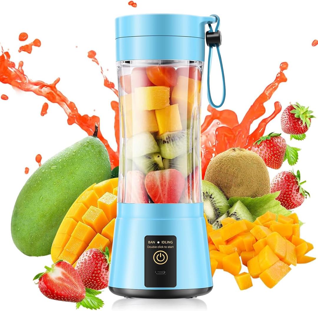 Portable Blender for Smoothies and Shakes - Mini Blender with 6 Stainless-Steel Blades for Powerful Mix Juicer with 380Ml Travel Cup for Picnic/Gym/Office