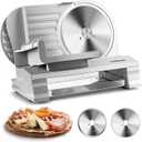 CUSIMAX Meat Slicer for Home with 1-20mm Adjustable ThicknessElectric Deli Slicer for Food Tray,Two 9" Stainless Steel Blades and Removable Food Carriage,Easy for Cut all Foods