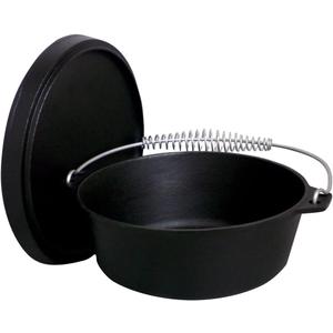 King Kooker 20 Quart Pre-Seasoned Cast Iron Dutch Oven with Lid and Wire Bail Handle- Great for Gumbo, Jambalaya, Chili, Soup and Stew
