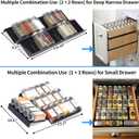 MIUKAA Black Spice Drawer Organizer, 4 Tier- 8 Pack Acrylic Drawer Seasoning Organizer, Expandable From 9'' to 18''Kitchen Spice Rack Tray for Drawer/Countertop (Jars not included)
