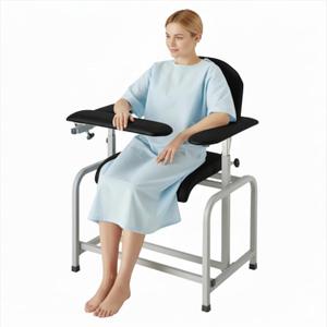 Phlebotomy Chair for Clinics, Nursing Centers & Spas, 265 lbs Weight Capacity, Easy-to-Clean Med Lab Chair with PU Leather Seat (Black-A)