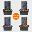 Tabletop Fountain Indoor Waterfall Rock Fountain LED-Lights Water Feature Waterfall for Modern Home and Office Indoor Decoration
