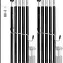 Sutekus Aluminum Poles Tarp Poles Replacement Accessories 5 Section Multifunction Aluminum Rod with Lantern Hook for Camping Shelters Canopy Support 2 Poles (Black)