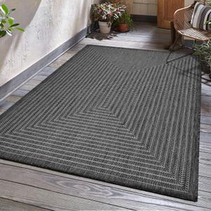 Adiva Rugs Outdoor Indoor Area Rug, Weather Resistant, Easy to Clean, Stain Resistant Floor Mat for Dining Room, Backyard, Deck, Patio (Pebble Weiss, 5' x 7')