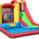 Bounceland Jump and Splash Adventure Bounce House or Water Slide All in one, Large Pool, Fun Bouncing Area with Basketball Hoop, Long Slide with Climbing Wall, UL Certified Blower Included