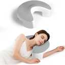 Side Sleeper Pillow for Adults, Memory Foam Shoulder Pillow with Arm Hole for Neck and Shoulder Pain, Suitable for Side Sleepers, White and Grey