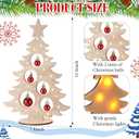 Geelin 12 Inch Christmas Tree Table Decor with Lights and Red Ball Wooden Xmas Tabletop Centerpiece Tree Statue Decoration for Xmas Winter Gift Fireplace Mantle Shelf Desktop Home