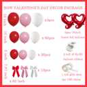 Valentines Day Party Balloons Arch Garland Kit, Red Pink White Bows Decorations, 106pcs Balloons & Accessories for Valentines Engagement Party Birthday Decorations