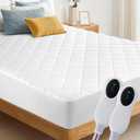 Electric Heated Mattress Pad Queen Size, Dual Controller Heating Mattress Pad Luxury Bed Warmer 10 Heat Settings | Auto Off 2-4-8 Hours | Fit Up to 18" Deep Pocket | Machine Washable