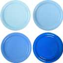 Blue Gradient Blue Party Plates 7'Disposable Round Dessert Plates for Birthday Wedding Bridal Engagement Baby Shower Party Supplies 48