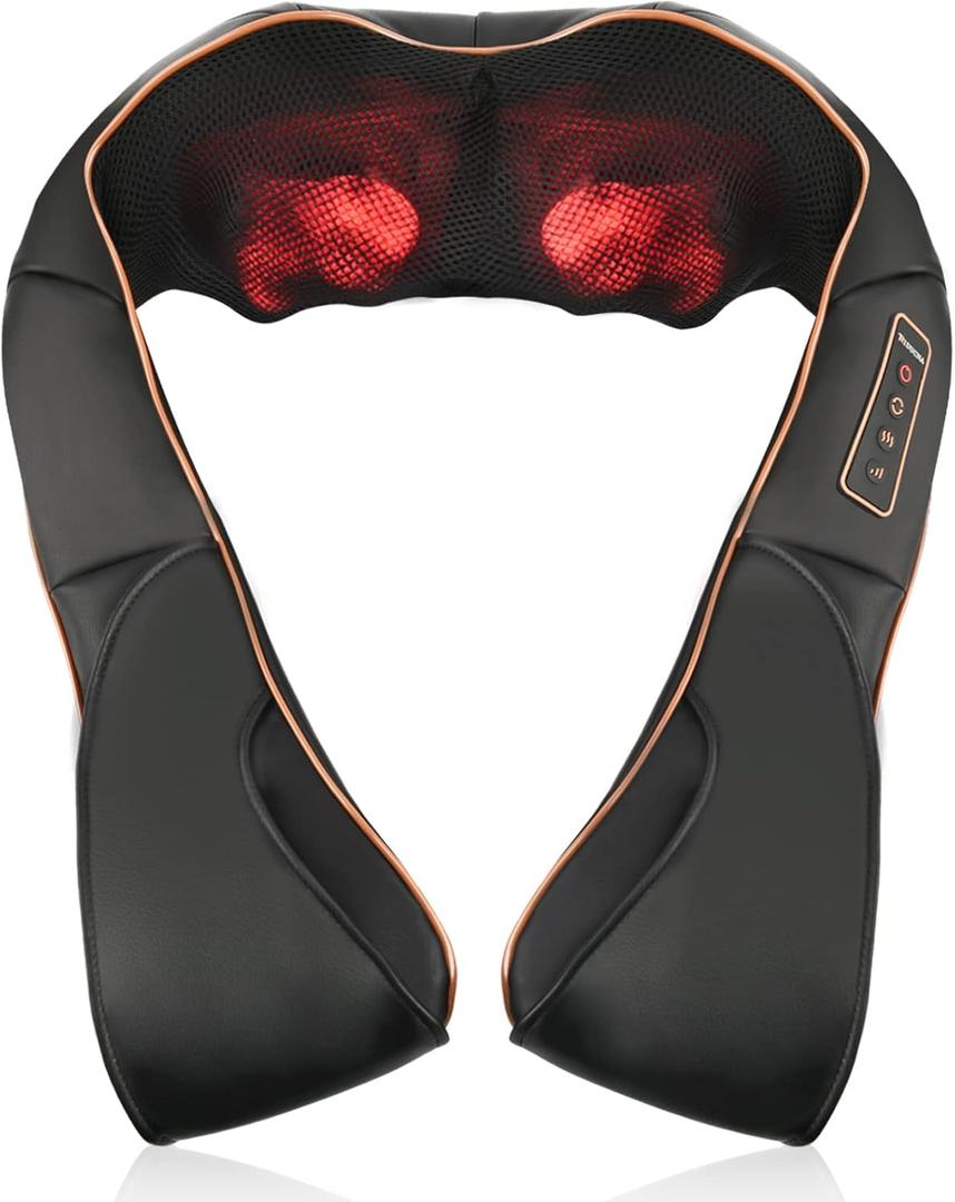 TRIDUCNA Neck Back Massager with Heat, Shiatsu Electric Deep Tissue with 3D Kneading Massage, 3 Intensity Levels, Muscle Pain Relief for Back, Neck, Shoulder, Legs, Gifts for Her/Him/Friend/Mom/Dad (Black)
