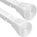 2Pack White Shower Curtain Rod 45 to 77 Inch, Shower Rods for Bathroom, Spring Tension Curtain Rod No Drilling for Windows Doors Closet Kitchen Wardrobe