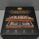 Large 23 inches Horse Racing Board Game with 11 Luxury Metal Horses, Foldable Wood Horse Race Board Game with 2 Sets of Dice, 2 Boxes of Cards for Parties and Gambling (Medium, Black)