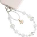 Phone Charm for Women, Anti-Theft Phone Wrist Strap, Hands-Free & Detachable Cellphone Lanyard Chain with Tether Tab (Milky Gleam)