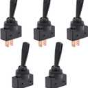 uxcell 5Pcs SPST Latching Rocker Toggle Switch 20A 12V 2P ON-Off Flat Rod Black