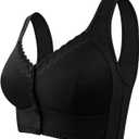 ONLYSTORY Bras for Women No Underwire Comfortable Full Coverage Front Closure Bralettes Wireless Wirefree Everyday Bras (44B, Black)