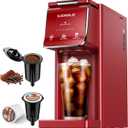 KIDISLE Single Serve Coffee Maker for K Cup & Ground Coffee Hot & Iced, 6-16oz Sizes, 40oz Water Tank, Reusable Filter, Compact for Home Office Dorm, Red