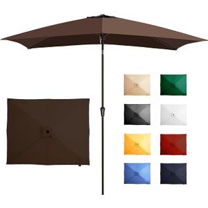 Ayge 6.5x10FT Rectangular Patio Umbrella Outdoor Table Umbrella w/Push Button Tilt & Crank Rectangle Market Umbrella UV Protection for Garden,Deck,Lawn,Yard & Pool