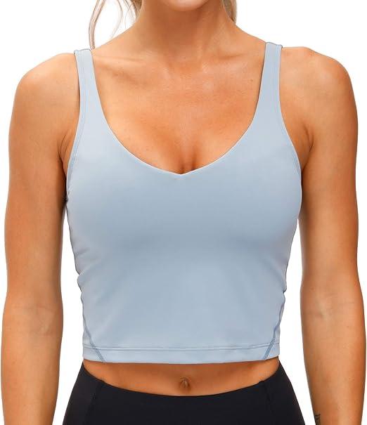 THE GYM PEOPLE Womens' Sports Bra Longline Wirefree Padded with Medium Support M